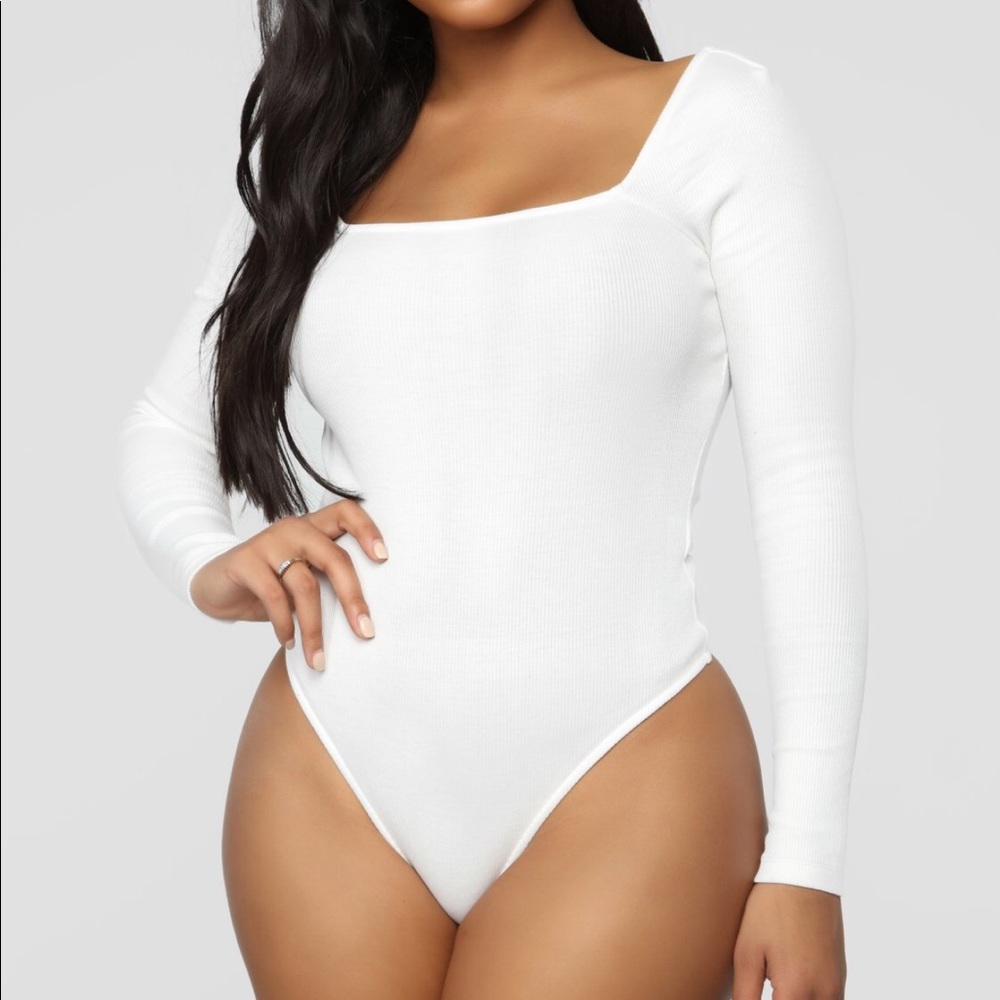 White ribbed bodysuit